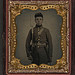 [Unidentified soldier in Union uniform and eagle breast plate with bayoneted musket, cap box, and bayonet scabbard] (LOC)