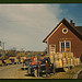 Trucks outside of a starch factory, Caribou, Aroostook County, Me. There were almost fifty trucks in the line. Some had been waiting for twenty-four hours for the potatoes to be graded and weighed  (LOC)