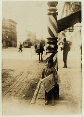 A Little "Shaver," Indianapolis Newsboy, 41 inches high. Said he was 6 years old. Aug., 1908. Wit., E. N. Clopper.  Location: Indianapolis, Indiana. (LOC)