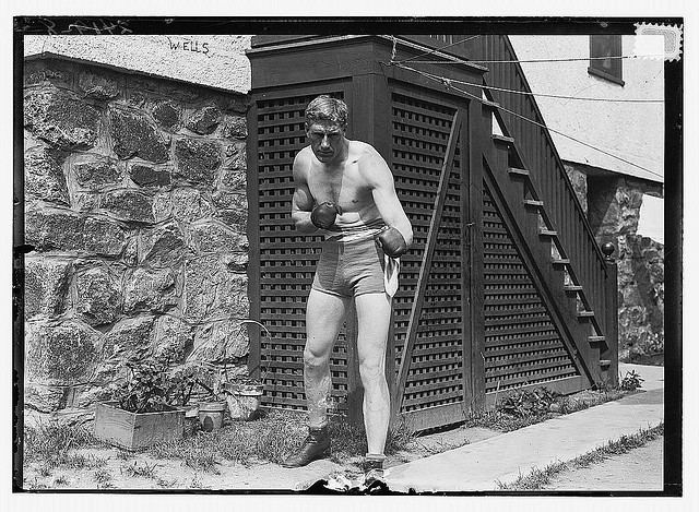 [Bombardier Billy Wells, English boxer, preparing in Rye, N.Y., for fight with Al Palzer] (LOC)