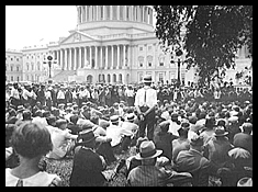 People gathered in front of the capitol building