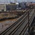 General view of the train rail at the entrance of New Jersey Transit's Meadows Maintenance Complex in Harrison New Jersey