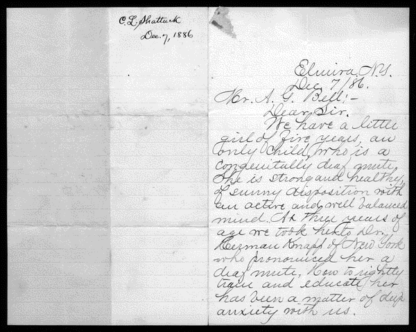 Image 1 of 2, Letter from Charles L. Shattuck to Alexander Graha