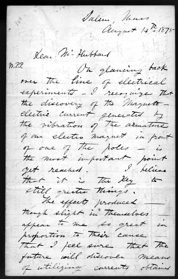 Image 1 of 5, Letter from Alexander Graham Bell to Gardiner Gree