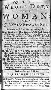 Image of the title page of the book, "The Whole Duty of a Woman."