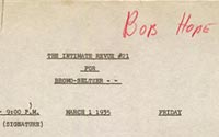 Bob Hope's First Radio Series Script