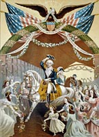 Washington's reception by the Ladies, on Passing the Bridge at Trenton, N.J. , April, 1789: on his way to New York to be inaugurated first President of theUnited States