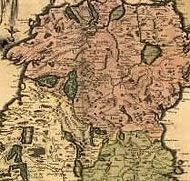 Image: 17th century map of Uslter, Leinster and Connaught, 1665