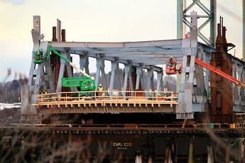 Photo: Float-in of new Memorial Bridge's first section expected to draw a crowd Tuesday morning. http://bit.ly/13vVFp6