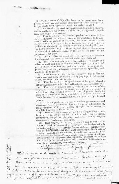 Image 84 of 1140, James Madison, June 8, 1776.  "A Plan of Gove