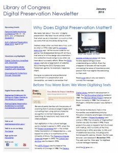 January 2013 Library of Congress Digital Preservation Newsletter