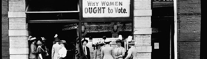 Woman suffrage headquarters in Upper Euclid Avenue, Cleveland, 1912.