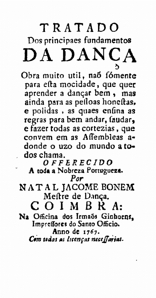 , Tratado dos principaes fundamentos da dança