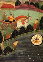 Krishna Subdues Kaliya (Mogul miniature illustration)