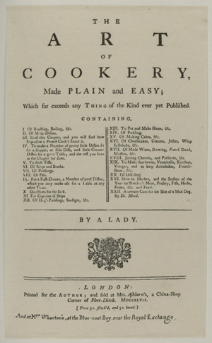 TITLE : FIRST EDITION OF MRS. GLASSE'S ART OF COOKERY, 1747.
