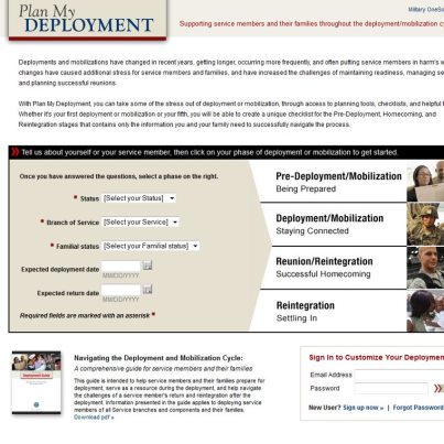 Photo: WEBINAR!  Come learn about the new Plan My Deployment online application. Wednesday, January 23, 2013, 10:00 am – 11:00 am EST and 2:00 pm – 3:00 pm EST

Register: http://www.militaryonesource.mil/social/webinars

While deployments present special challenges for service members 
and their families, proper planning can help ease stress and promote individual and family readiness. To assist service members and their families throughout the deployment cycle, the Department of Defense (DoD) developed Plan My Deployment (PMD). This online application helps service members and their families plan for predeployment, deployment, and reunion and reintegration by providing a customized deployment plan based on the user’s military status/Service, family composition and anticipated deployment date.