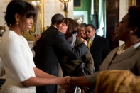 Surprise! President and Mrs. Obama Greet White House Tour (Bo Was There, Too)