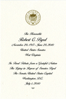 Image: Condolence Card, The Lying in Repose of Senator Byrd, July 1, 2010 (Cat. no. 16.00241.000)