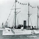 Photo: USS Bennington (Gunboat # 4).  Dressed with flags in a harbor, probably while serving with the Squadron of Evolution, circa 1891-1892.  Courtesy of Donald M. McPherson, 1969.  NHHC Photograph Collection, NH 67551.