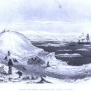 Photo: "View of the Antarctic Continent".  Line engraving by Jorban & Halpin, after a sketch by Lieutenant Charles Wilkes, USN, depicting men and dogs of the U.S. Exploring Expedition "ashore" on the ice, with the Antarctic mountains in the distance, circa January-February 1840. USS Vincennes is amid the ice flows at right.  The print is copied from "U.S. Exploring Expedition", Volume II.  NHHC Photograph Collection, NH 51495.