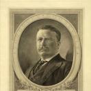 Photo: Print showing Theodore Roosevelt, bust portrait, facing front, wearing pince-nez, in medallion on pedestal. Includes remarque of Bald eagle, lower left.  Engraving by Sidney Smith Lawton. c1905 June 28.   Library of Congress, LC-DIG-pga-03324