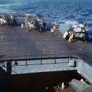 Photo: TBF’s with folded wings warming up on the flight deck of USS Enterprise (CV 6), circa May 1944.   NHHC Photograph Collection, Visual-Aid Cards, Aviation.