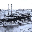 Photo: USS Forest Rose (1862-1865).  Alongside two Navy fuel barges, during her Civil War operations on the Western Rivers theater.  NHHC Photograph Collection, NH 61566.
To read more about USS Forest Rose, please click here:
http://www.history.navy.mil/photos/sh-usn/usnsh-f/forst-rs.htm