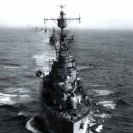 Photo: USS John S. McCain (DL-3), bow on view, circa 1957. .  NHHC Photograph Collection, L-file, Ships.