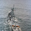 Photo: DN-SC-86-05569

An elevated port quarter view of the guided missile frigate USS NICHOLAS (FFG 47) underway. Film