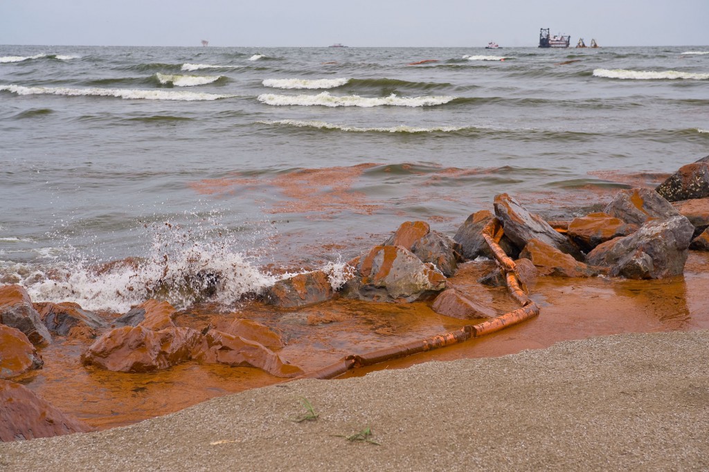 Oil from BP Spill coats beach and jetty at Grand Isle State Park, LA,” June 4, 2010
