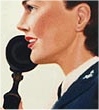 woman speaking into handset