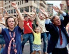 Date: 02/01/2013 Description: Ambassador John Heffern and his wife participate in flash mob celebrating 20 years of U.S.-Armenia exchange programs in October in Yerevan.  Photo credit: Isabella Zaratsyan - State Dept Image