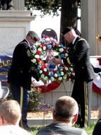 LTG David G. Perkins and CSM Peter L. Cramer place the wreath at the Leavenworth National Cemetery on May 28, 2012.