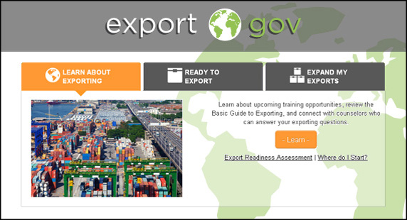 Screenshot of the new Export.gov. 