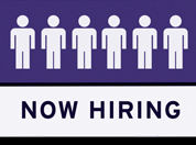 Now Hiring Sign with stylized people