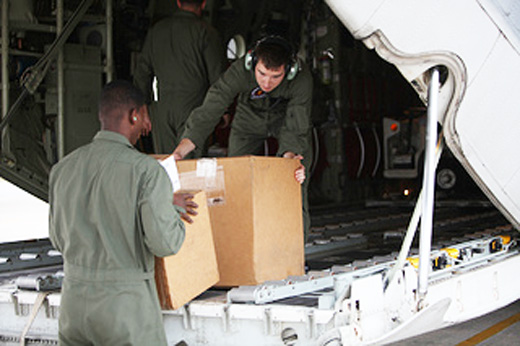 Marines load relief supplies