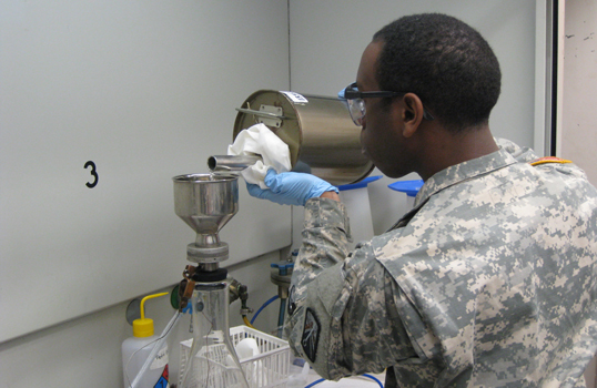 Soldier conducting fuel testing