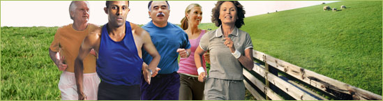 HealthierFed, picture of people running in a green field