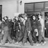 Women welders on the way to their job at the Todd Erie Basin dry dock, circa '43