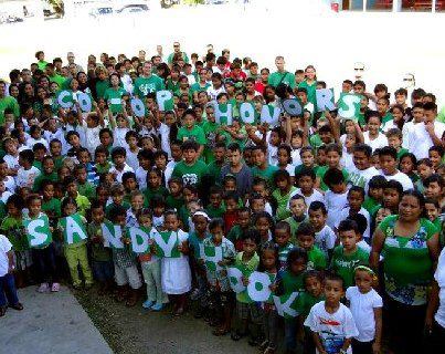 Majuro Cooperative School students show support during a tribute to the students from Sandy Hook school (Credit: Majuro Cooperative School).