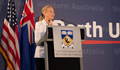 Secretary Clinton addressing the crowd at the opening of the USAsia centre