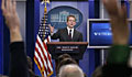 Jay Carney en el podio [Foto: AP / Carolyn Kaster]