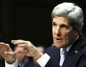 Senator Kerry at Senate Confirmation Hearing (AP Photo).