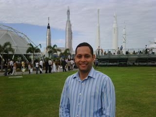 Flight instructor Francisco Diaz, originally from the Dominican Republic, became a U.S. Citizen in the shadow of historic NASA rockets at the Kennedy Space Center on July 1, 2010