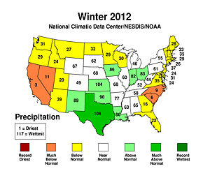 Winter 2011/2012 Statewide Precipitation Rank Map