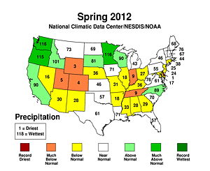 Spring 2012 Statewide Precipitation Rank Map