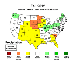 Fall 2012 Statewide Precipitation Rank Map