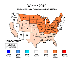 Winter 2011/2012 Statewide Temperature Rank Map