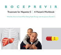 A picture of the cover of a patient workbook on boceprevir