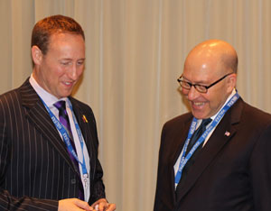 Ambassador Jacobson chats with Minister Mackay during the Forum
